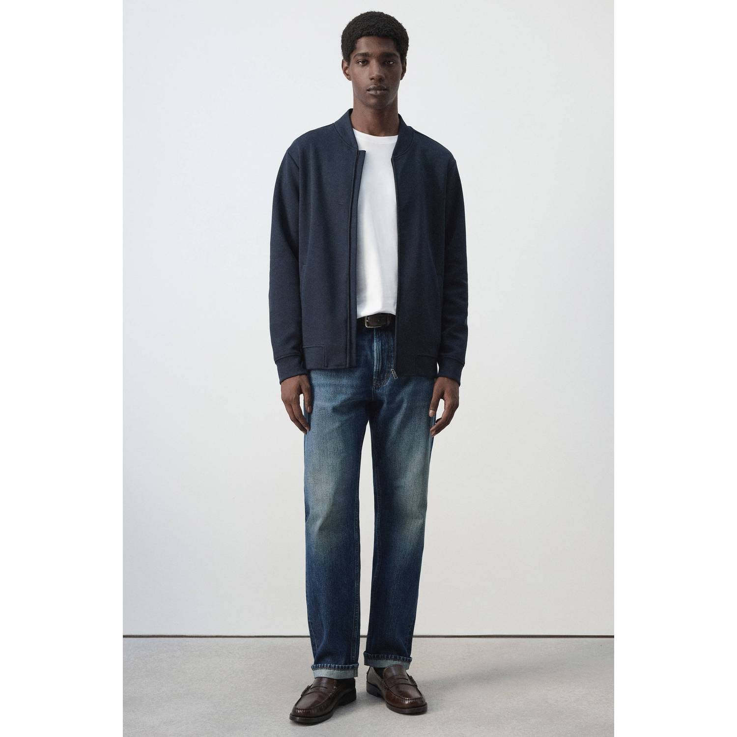 Mango Man gebreid vest donkerblauw