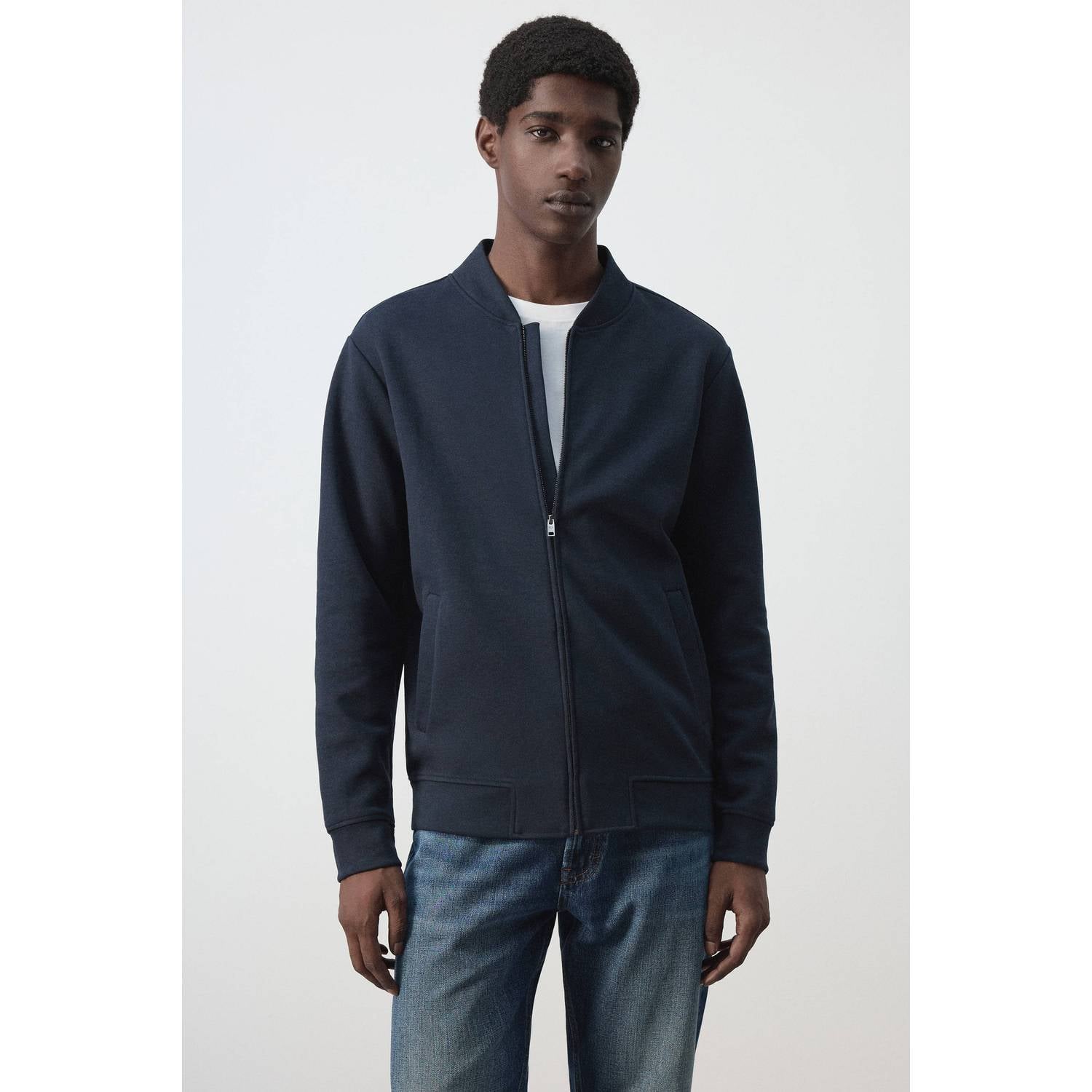 Mango Man gebreid vest donkerblauw
