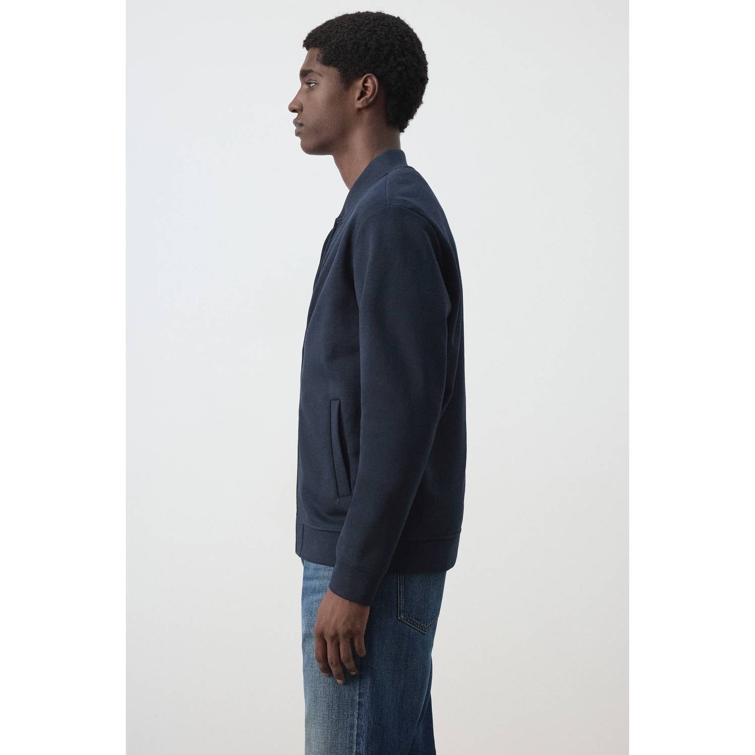 Mango Man gebreid vest donkerblauw