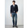 Mango Man katoenen gebreid vest - marine