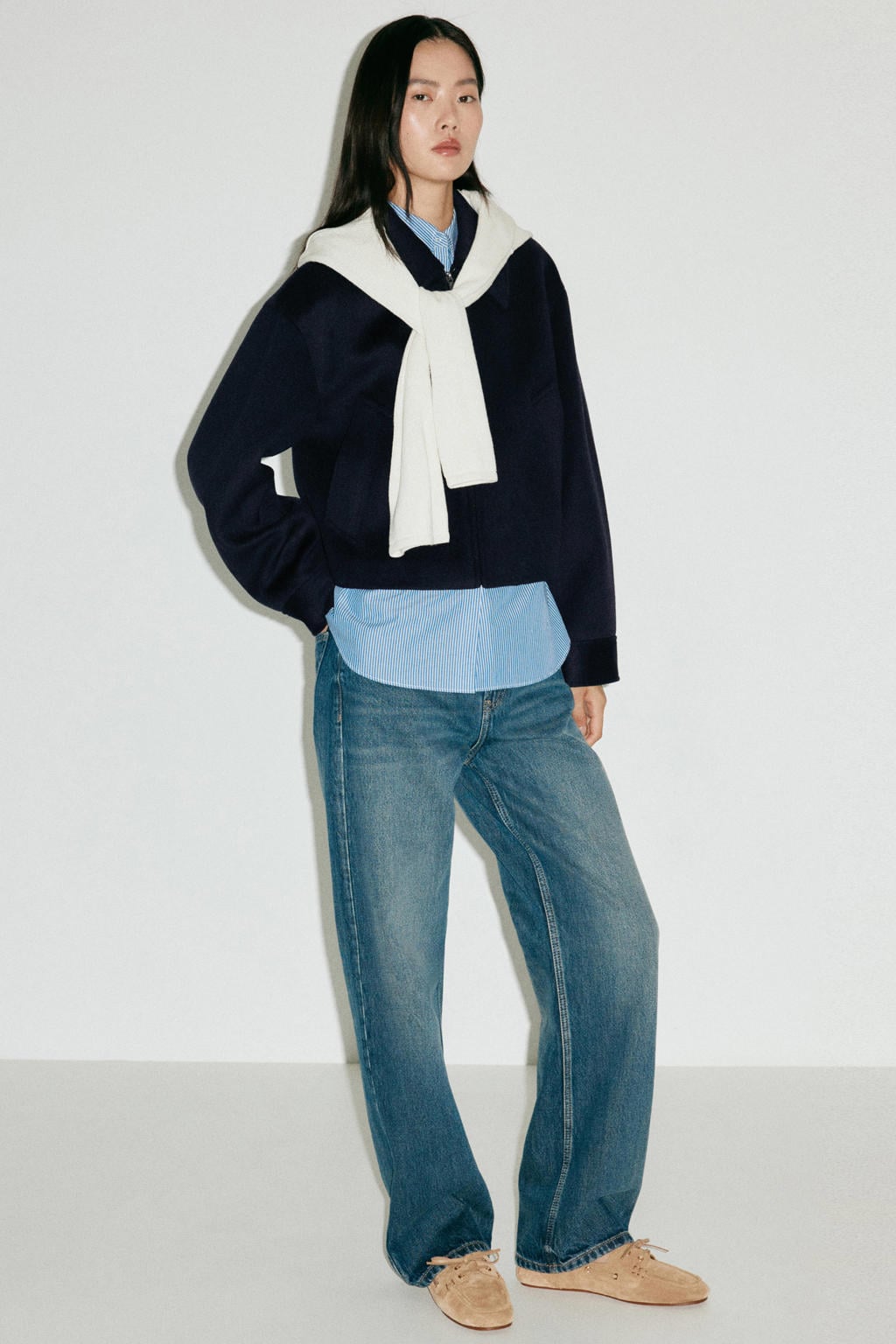 Mango bomberjack met wol - donkerblauw