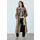Mango mantel met ceintuur en wol - bruin