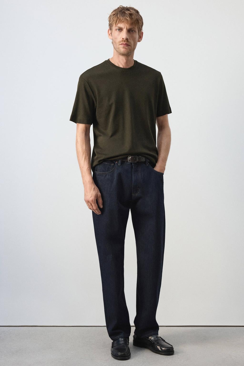 Mango Man regular fit T-shirt - donkergroen