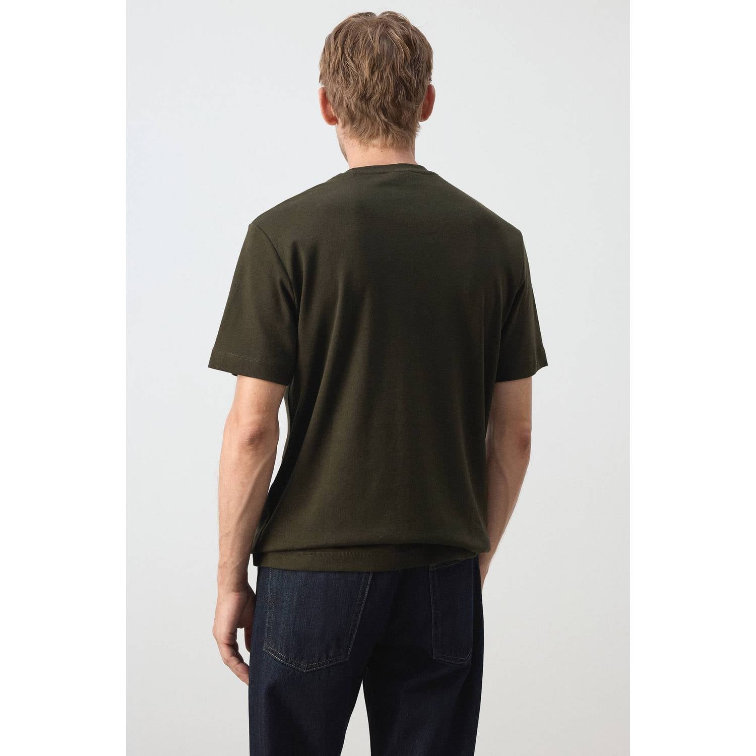 Mango Man regular fit T-shirt donkergroen
