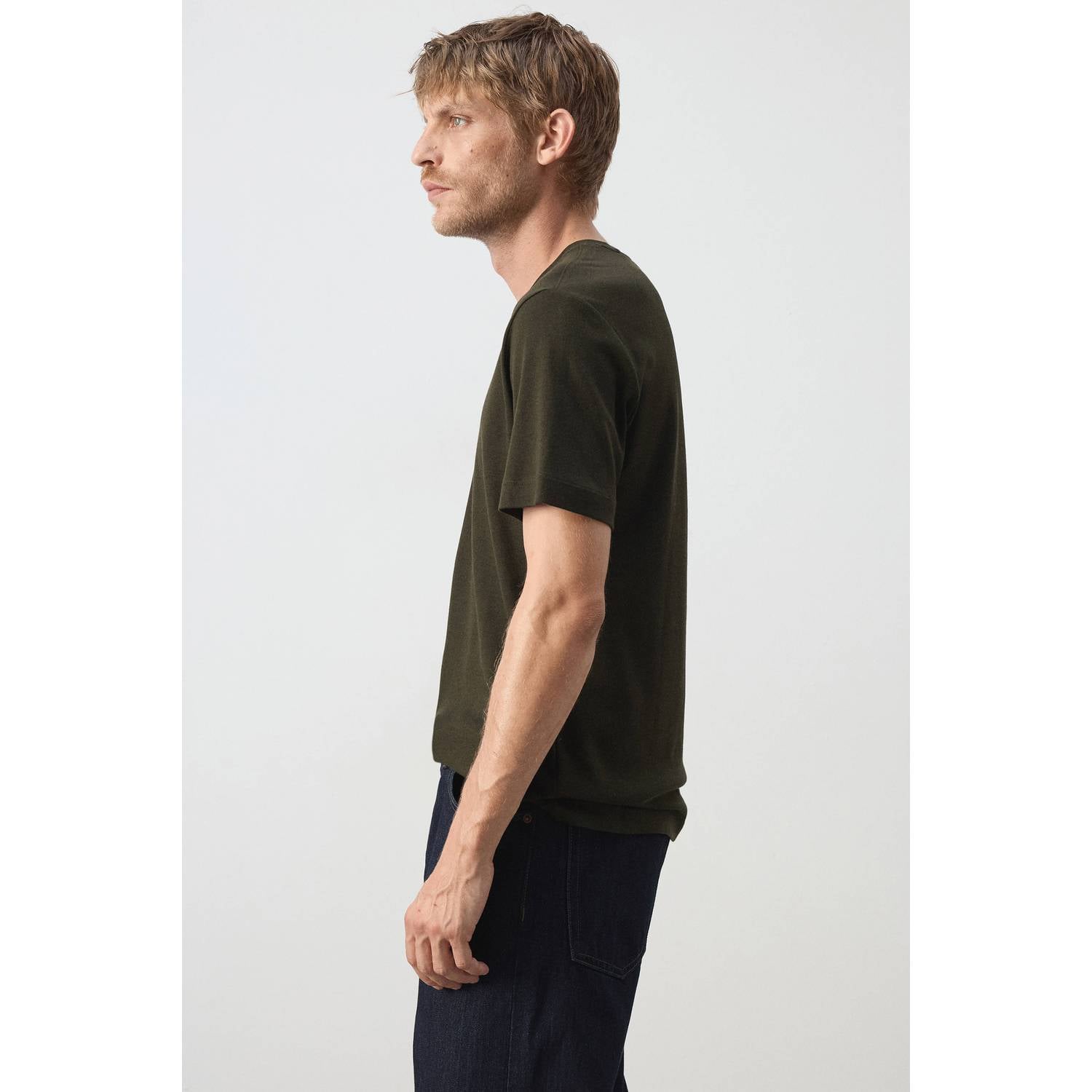 Mango Man regular fit T-shirt donkergroen