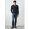 Mango Man relaxed fit gebreide trui met kabels - marine