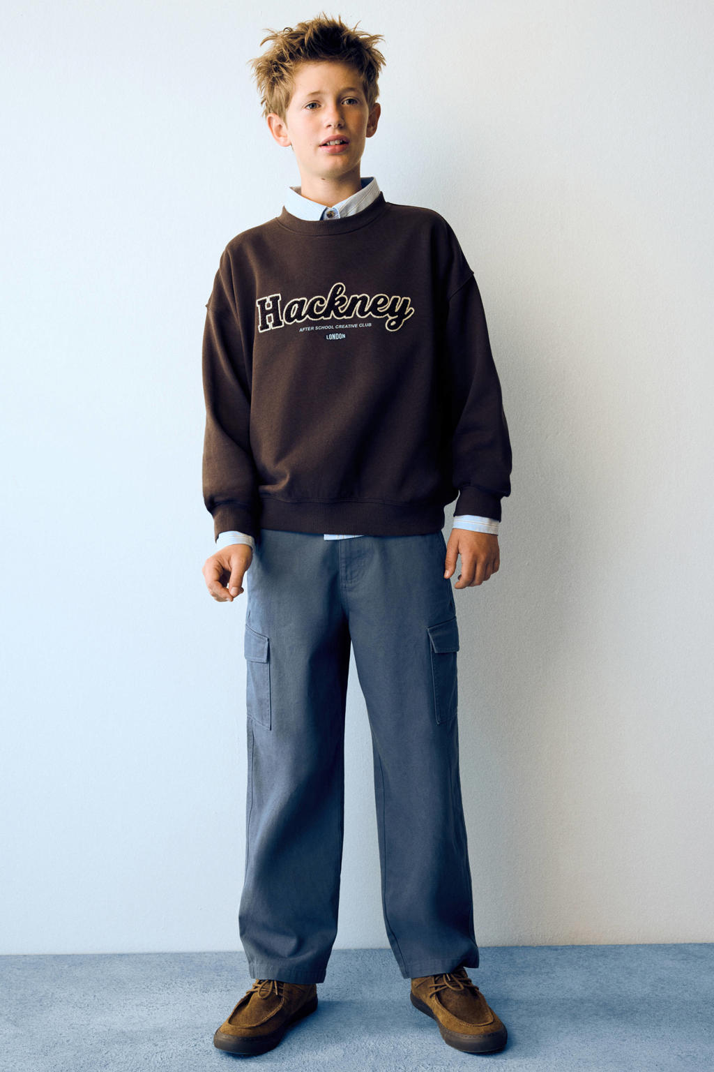 Mango Kids straight leg cargobroek - blauw