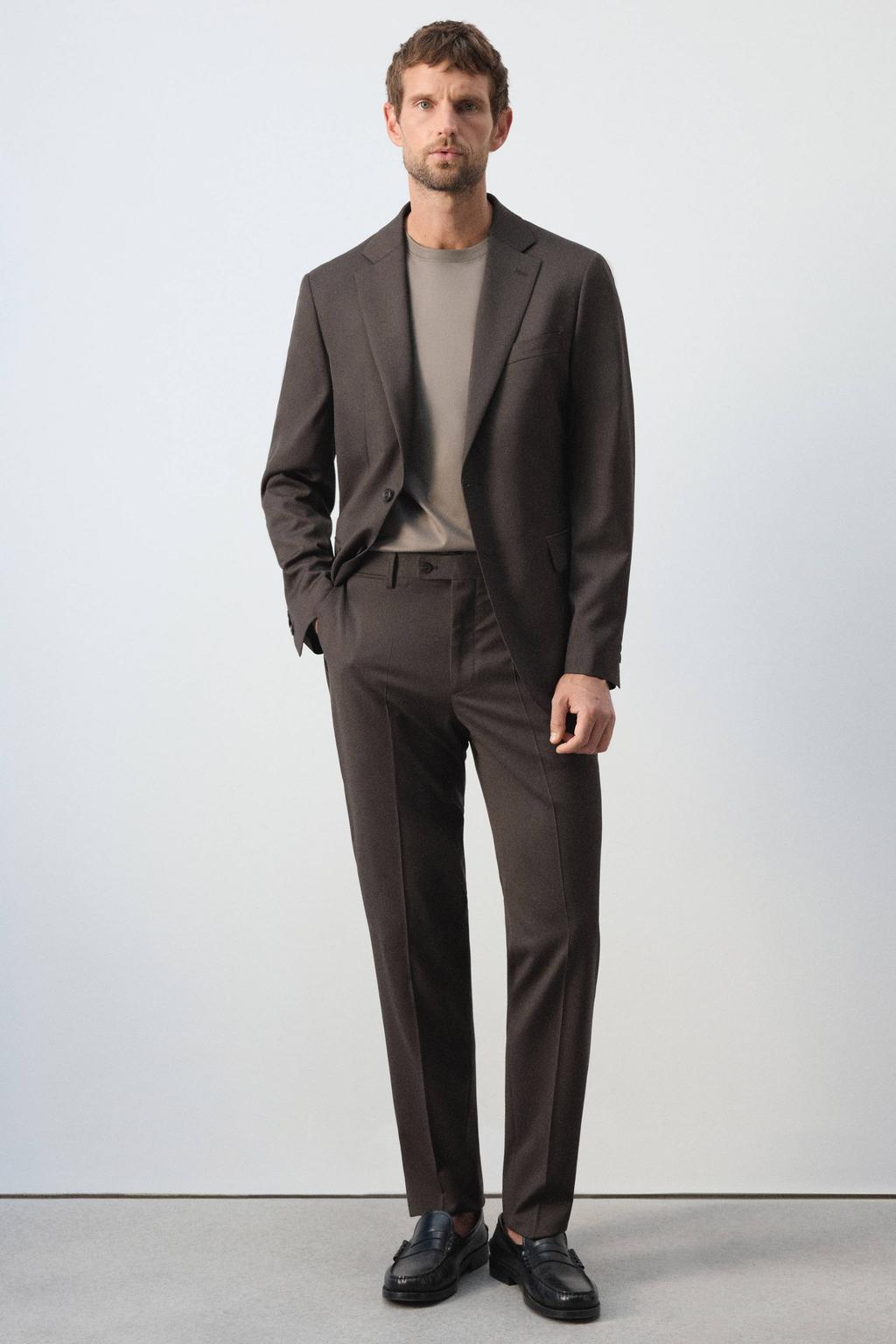 Mango Man wollen slim fit colbert - bruin