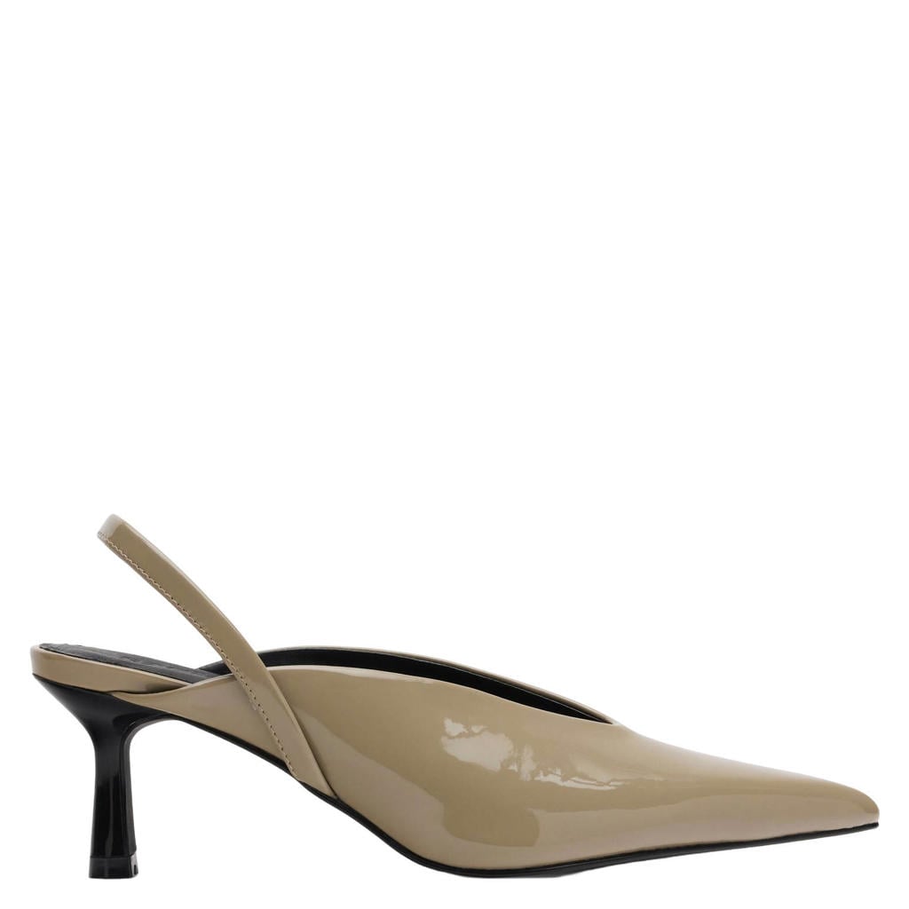 Sacha lakleren slingback pumps met hak - kaki