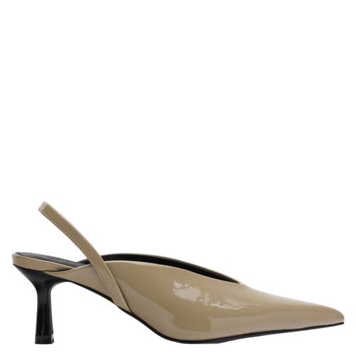 Sacha lakleren slingback pumps met hak kaki