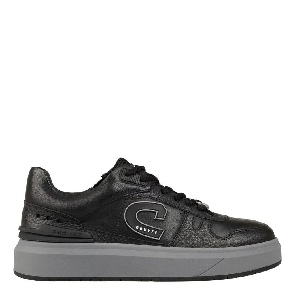 Zwart en grijze jongens Cruyff leren sneakers - met rits- en vetersluiting