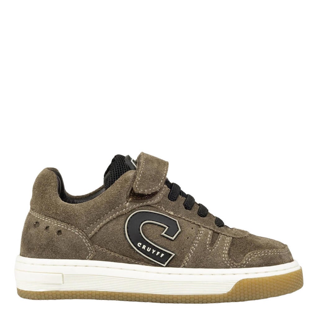 Bruin en zwarte jongens Cruyff suède sneakers - met veters