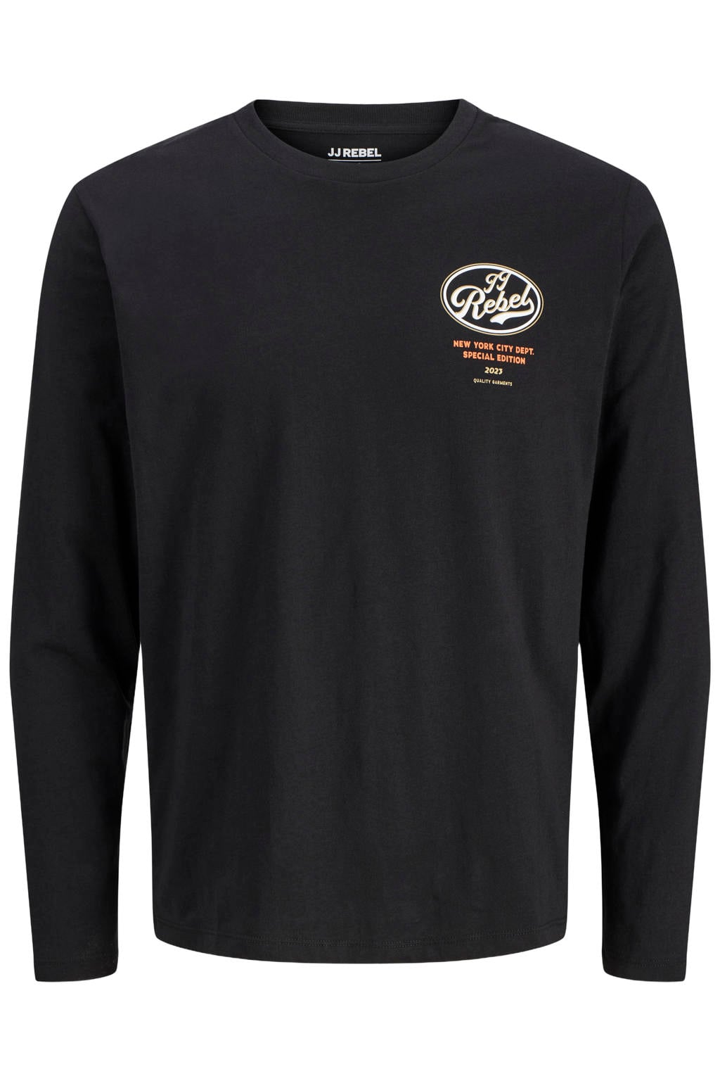 JJ REBEL regular fit longsleeve met logo - zwart