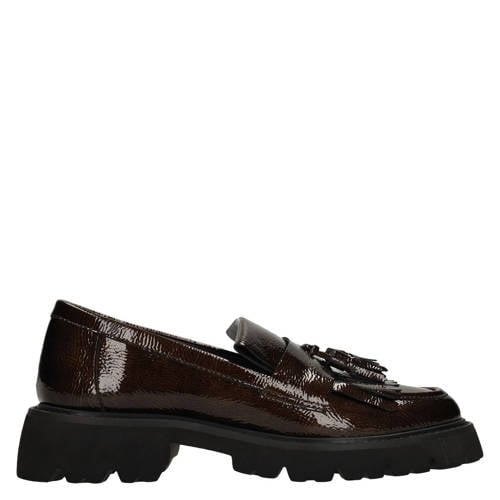 Manfield chunky lakleren loafers bruin