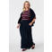 MS Mode Plus Size gestreepte T-shirt - donkerrood/ecru/blauw