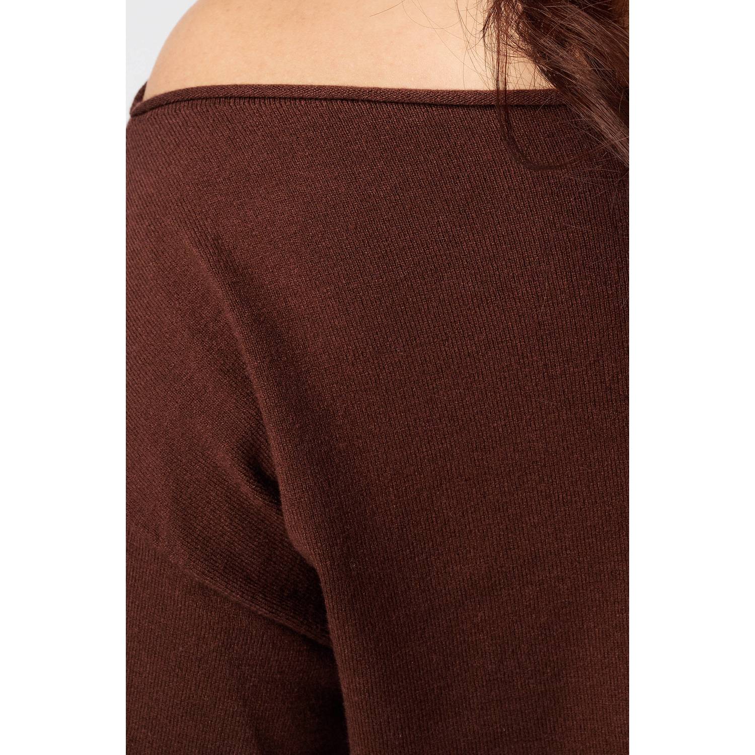 MS Mode off shoulder trui bruin