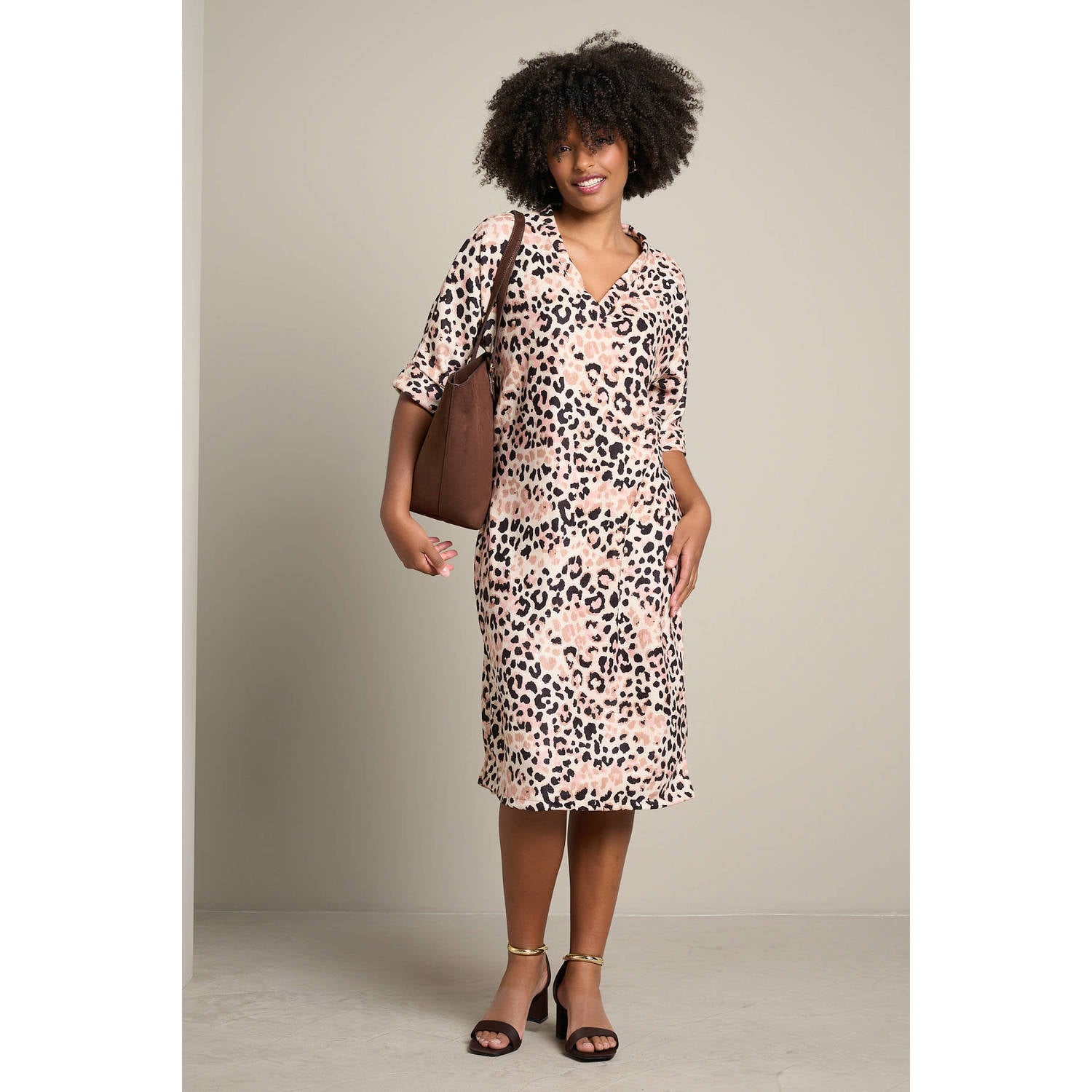 LOLALIZA midi jurk met dierenprint meerkleurig