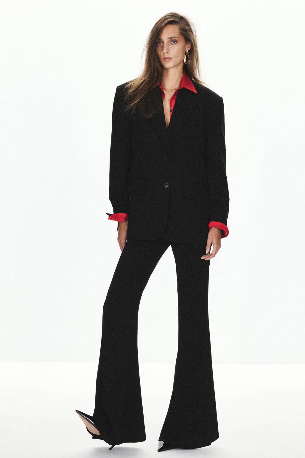 Zwarte dames Mango regular blazer van polyester met effen, lange mouwen, reverskraag en knoopsluiting