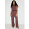 Mango jumpsuit met ceintuur - roodbruin