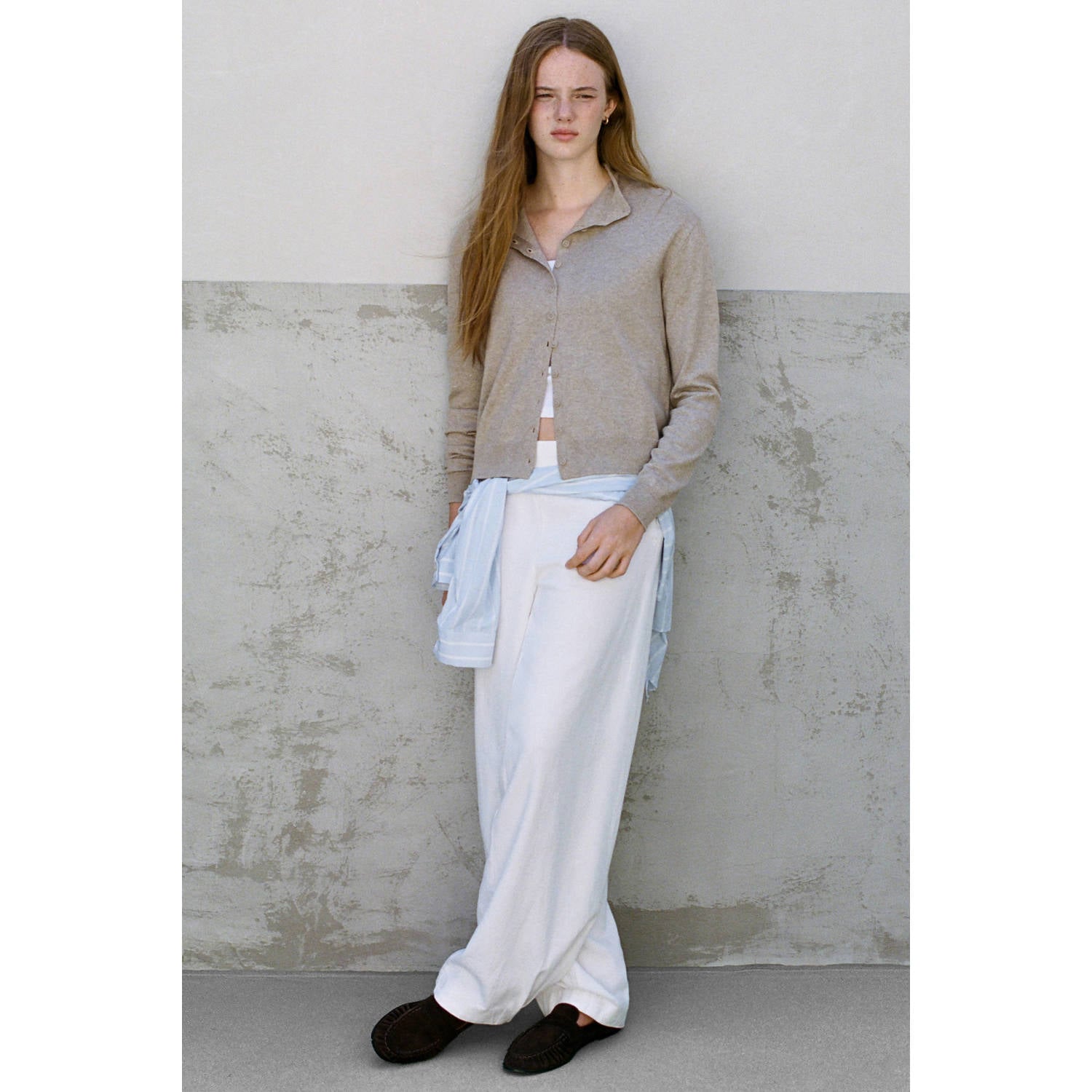 MANGO TEEN gebreid vest beige