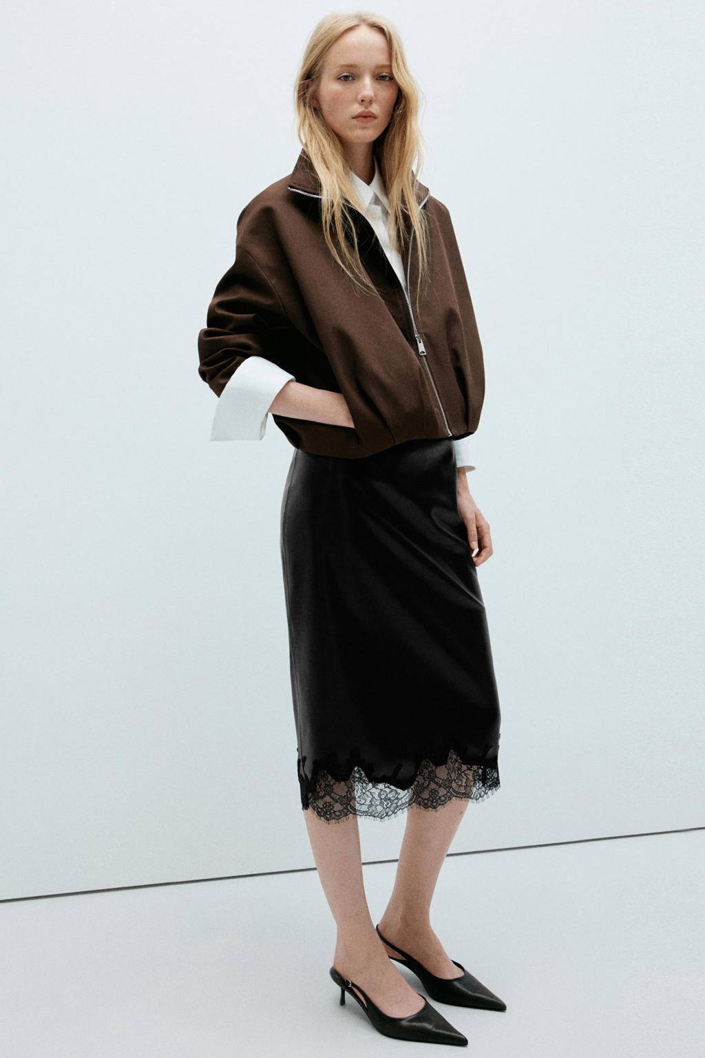 Mango imitatieleren midi rok - zwart