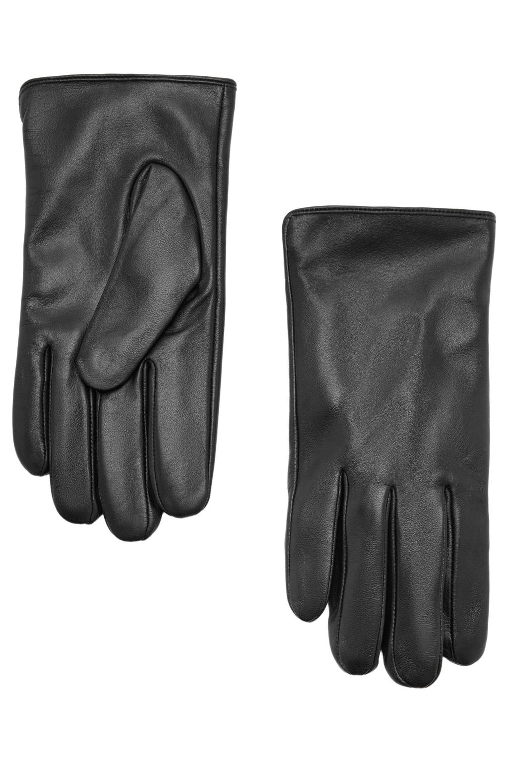 Mango Man leren handschoenen zwart