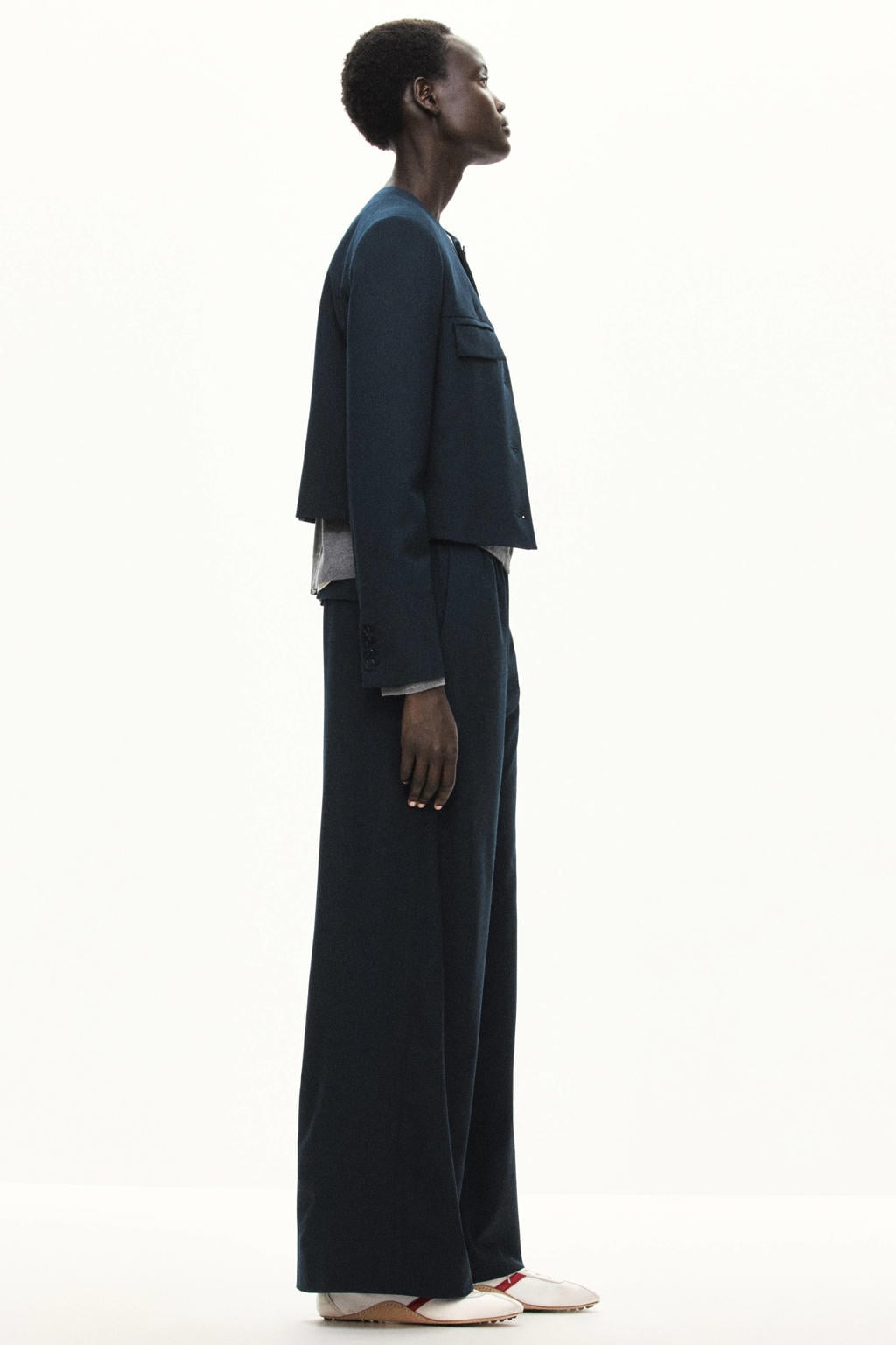 Mango cropped blazer - donkerblauw