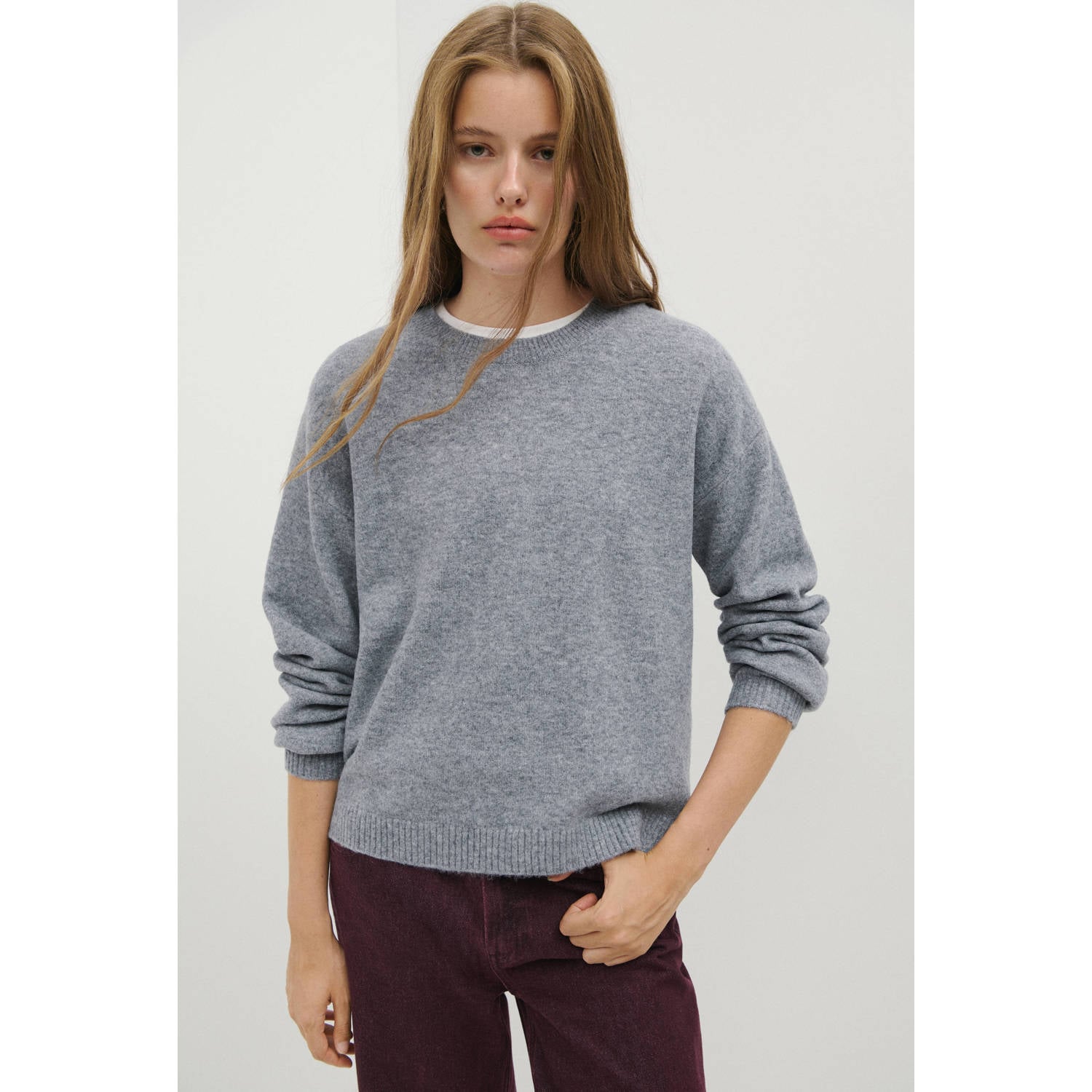 MANGO TEEN gebreide trui met wol grijs