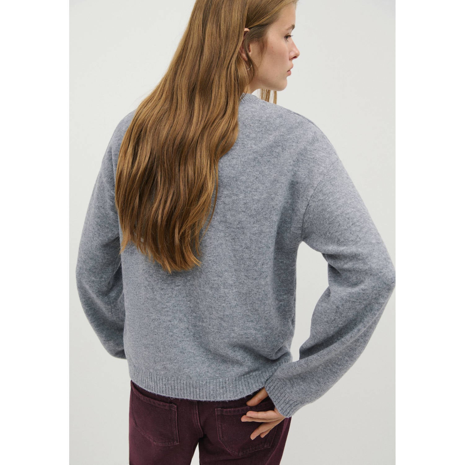 MANGO TEEN gebreide trui met wol grijs