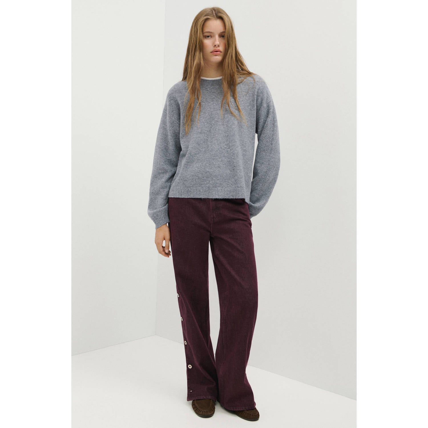 MANGO TEEN gebreide trui met wol grijs
