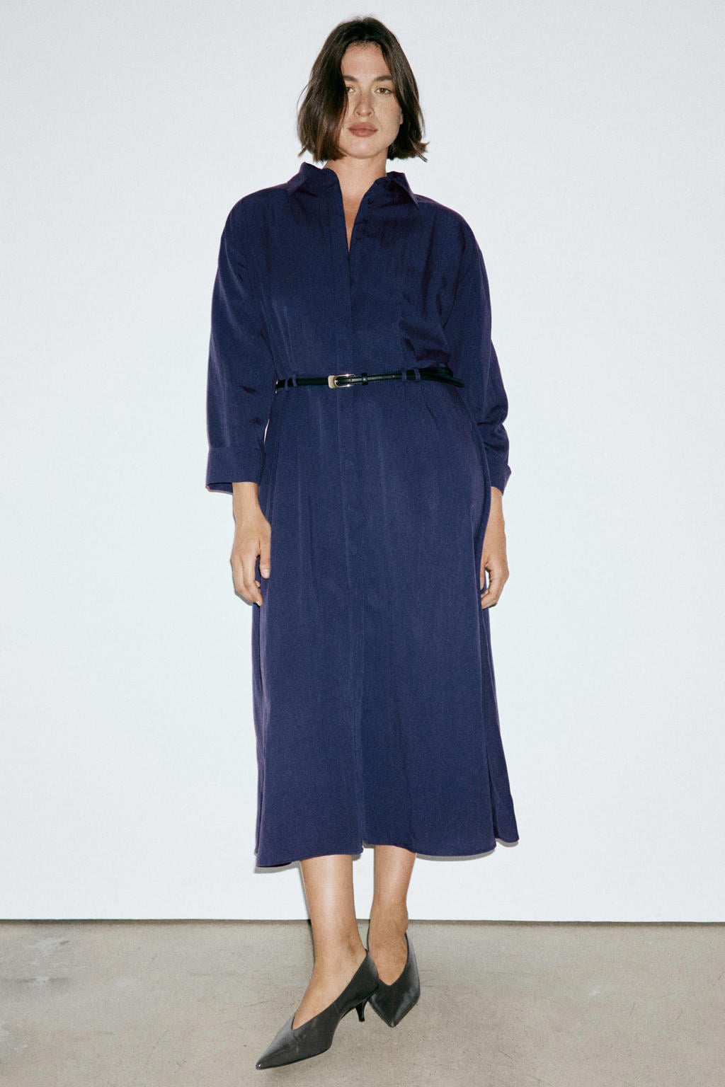 Mango blousejurk met ceintuur - blauw