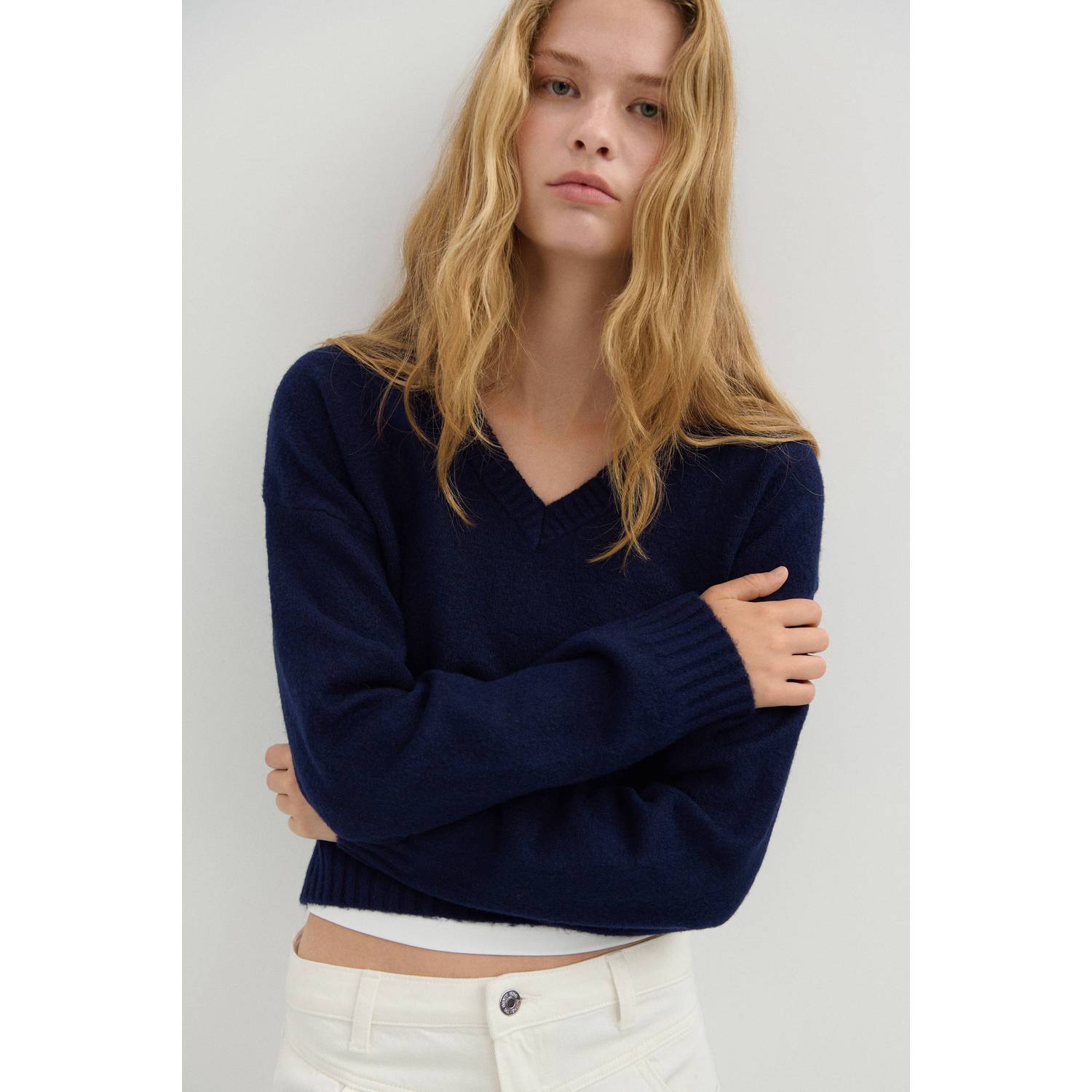 MANGO TEEN gebreide trui donkerblauw