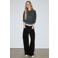 Mango wide leg jeans met krijtstreep - zwart/ecru
