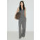 Mango jumpsuit met ceintuur en krijtstreep - grijs
