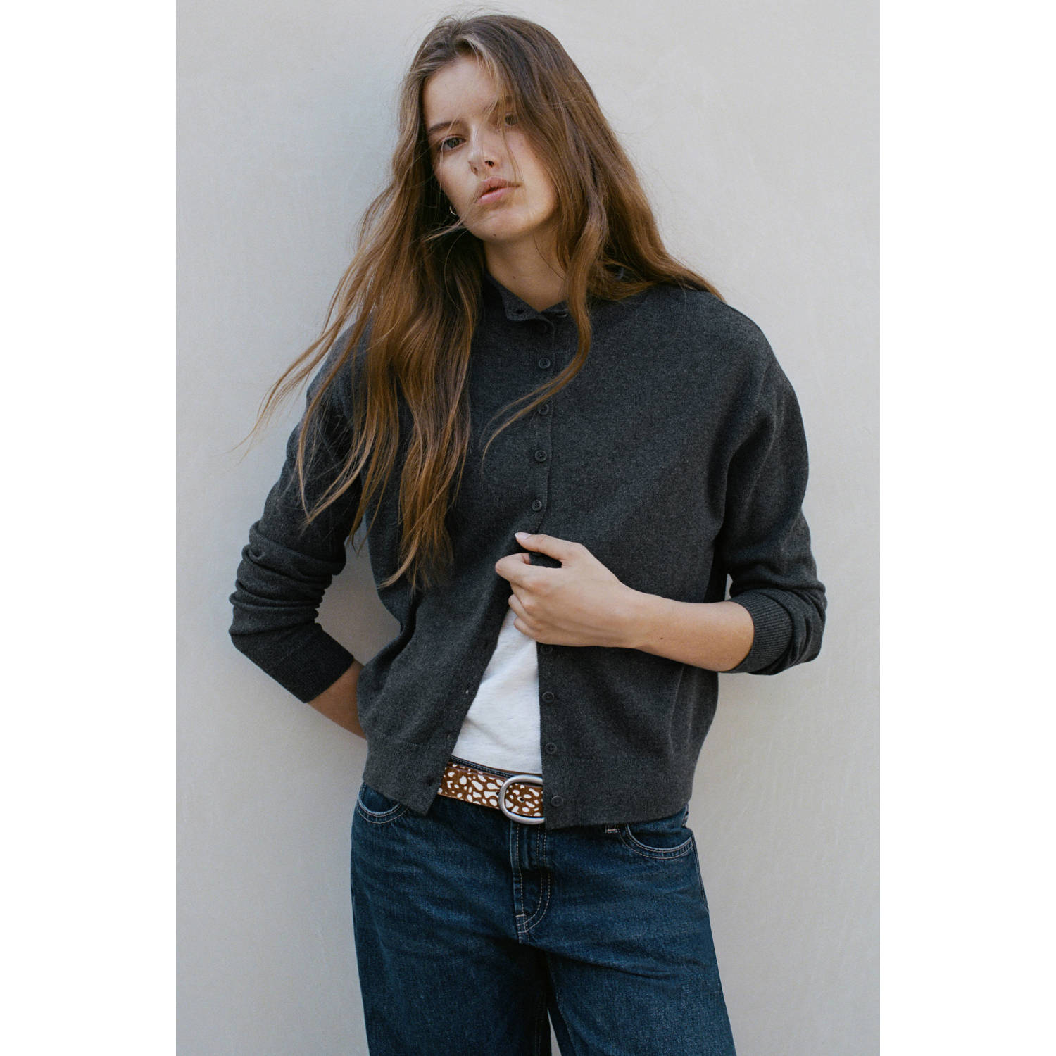 MANGO TEEN gebreid vest grijs