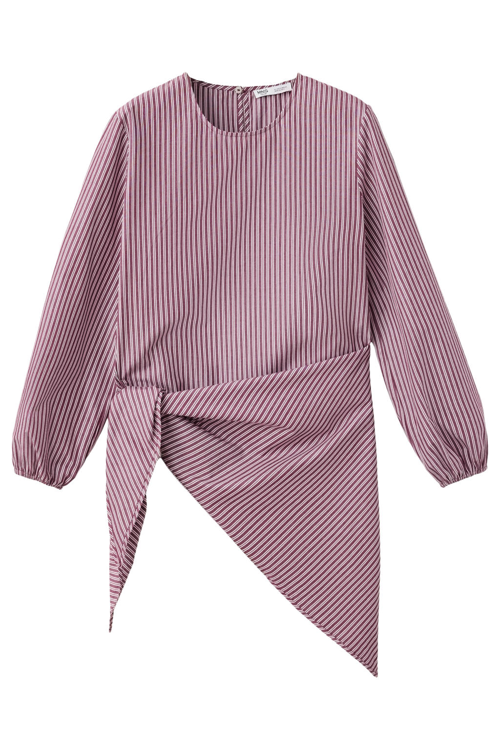 Rood, donkerrood en witte meisjes MANGO TEEN gestreepte blouse van katoen met lange mouwen, ronde hals en knoopsluiting
