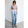Mango blouse met krijtstreep - bruin/blauw