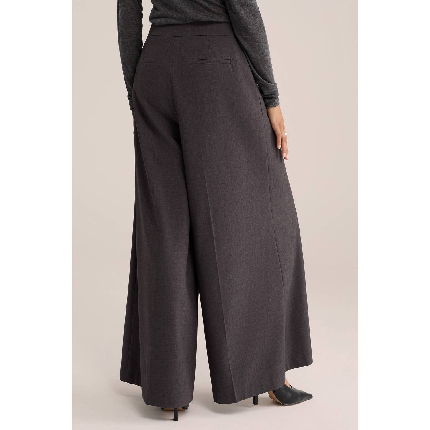 WE Fashion WE STUDIO wide leg wrap broek antraciet