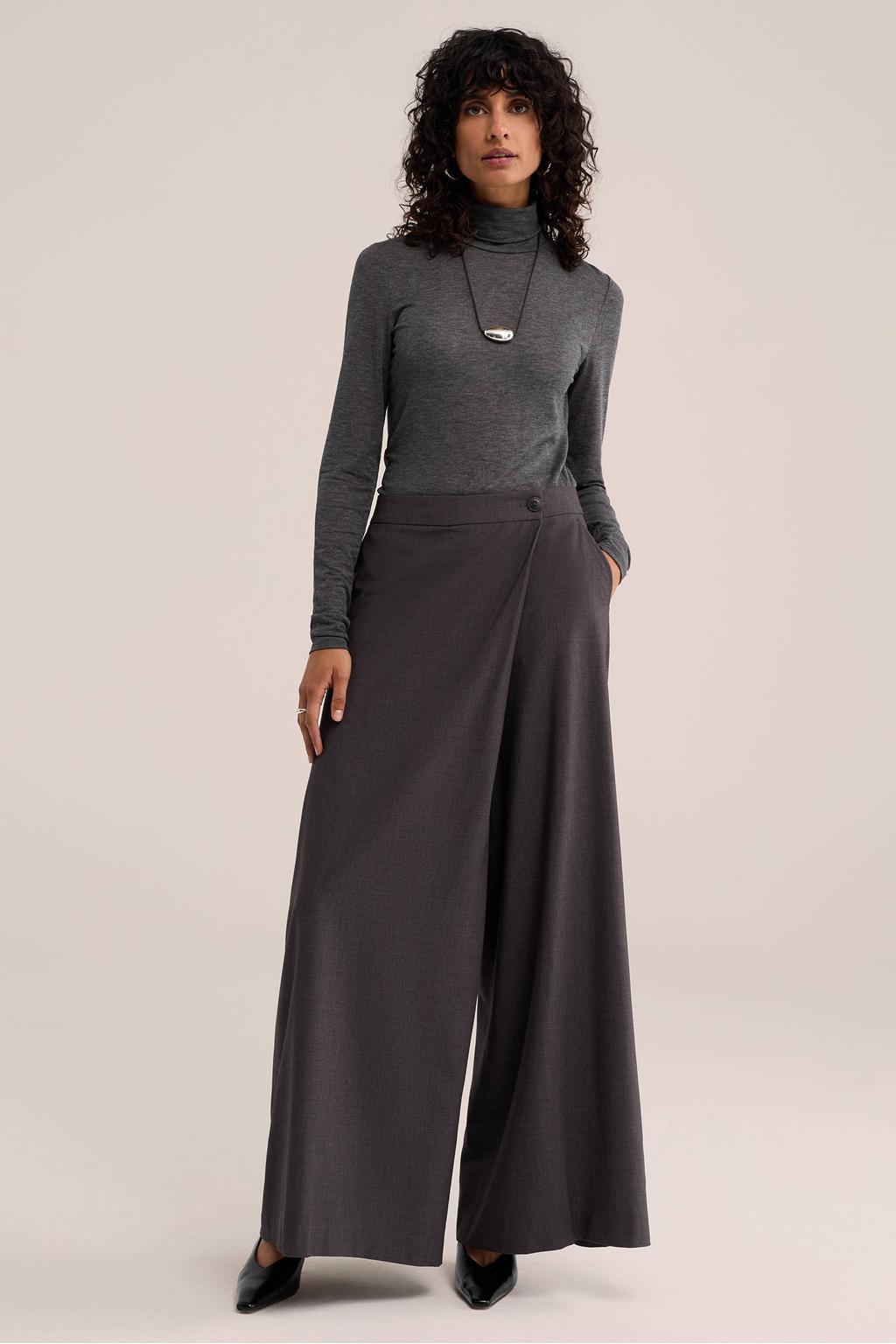 WE STUDIO wide leg wrap broek - antraciet