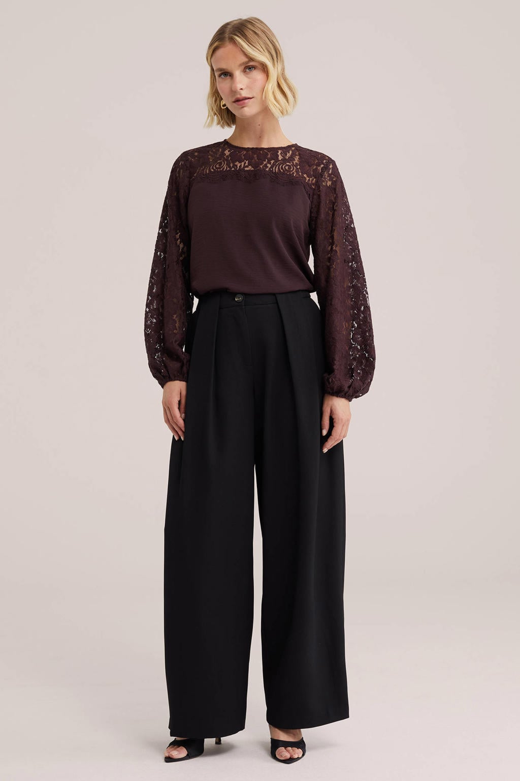 WE Fashion kanten top - donkerrood