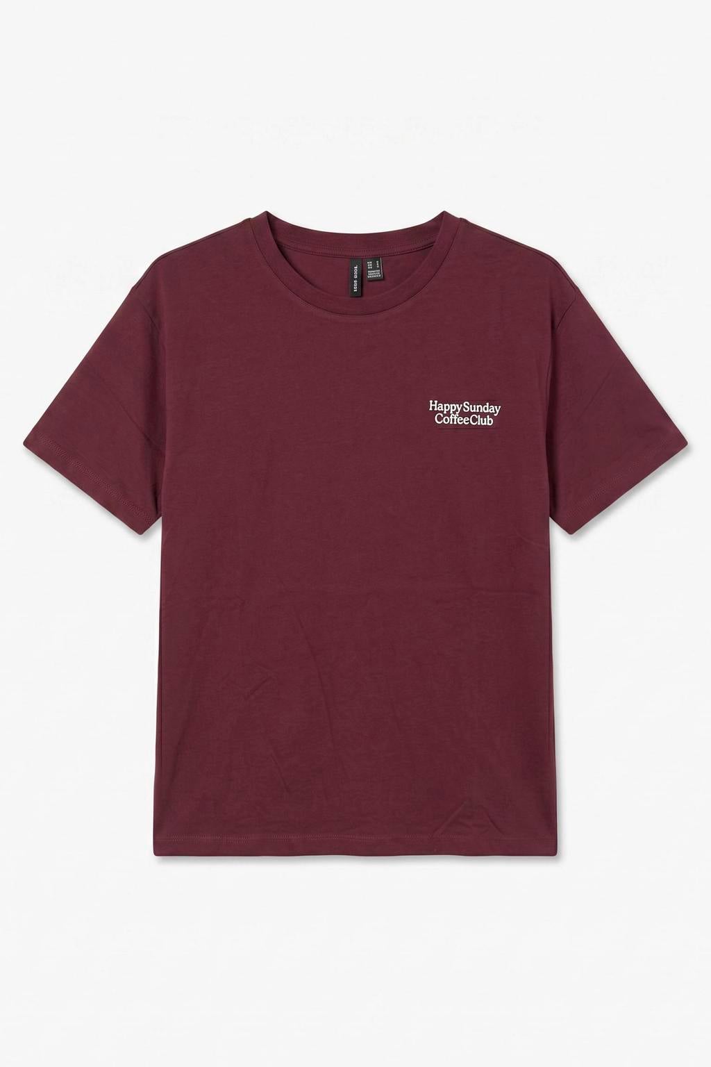 VERO MODA rechtvallend T-shirt met backprint - donkerrood