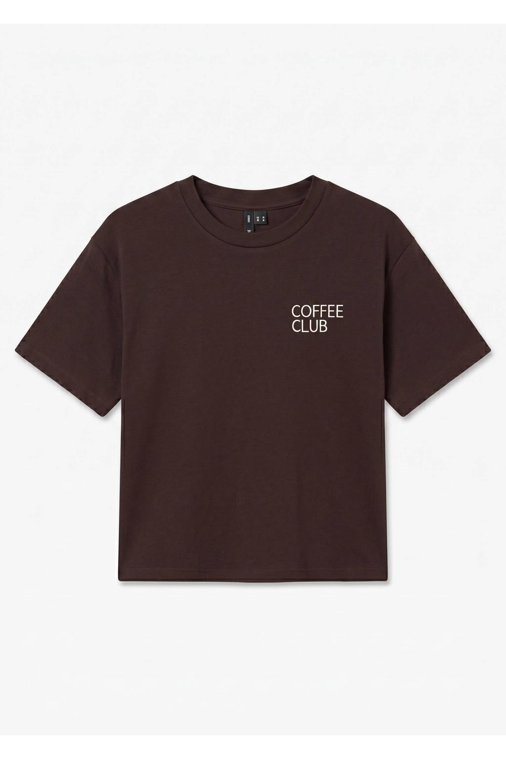 VERO MODA rechtvallend T-shirt met backprint - bruin