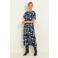 CLAUDIA BY CLAUDIA STRÄTER midi jurk met print  van travelstof - donkerblauw