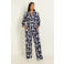 CLAUDIA BY CLAUDIA STRÄTER wide leg broek met print van travelstof - donkerblauw