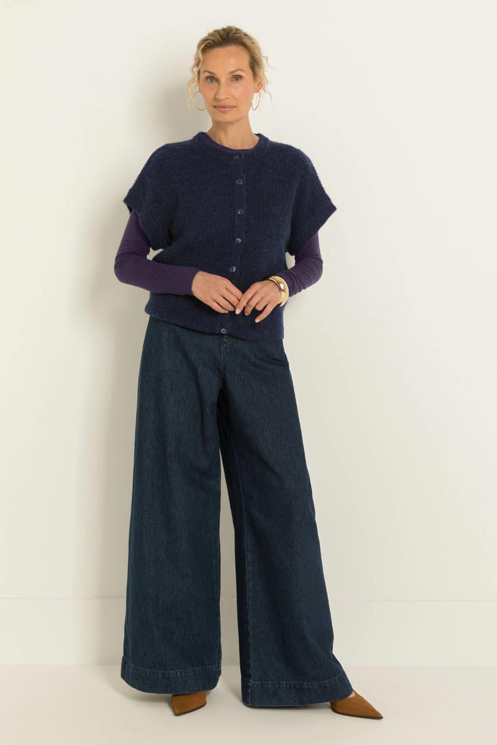 CLAUDIA BY CLAUDIA STRÄTER gebreid vest met wol - donkerblauw