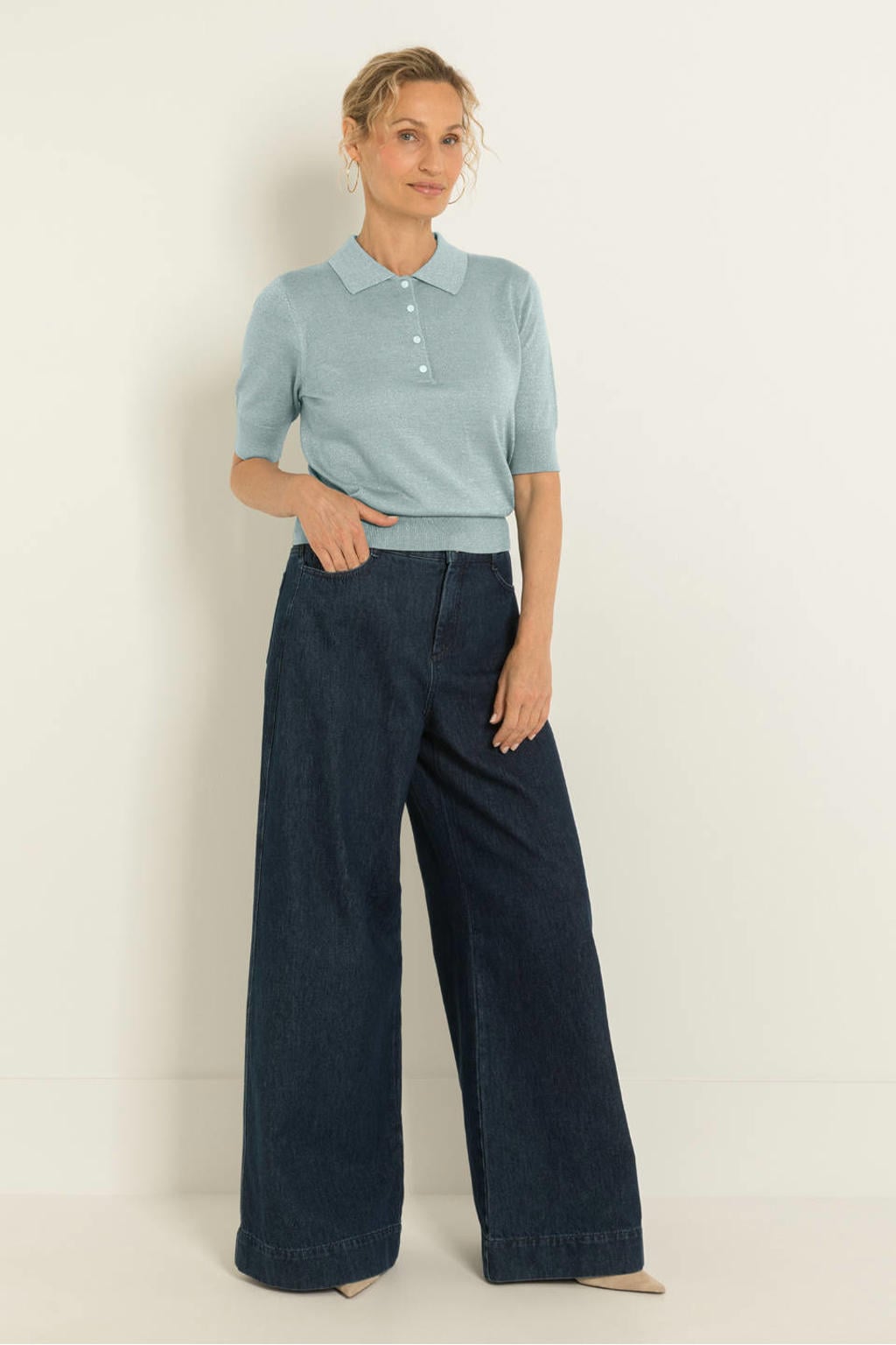 CLAUDIA BY CLAUDIA STRÄTER wide leg jeans - donkerblauw