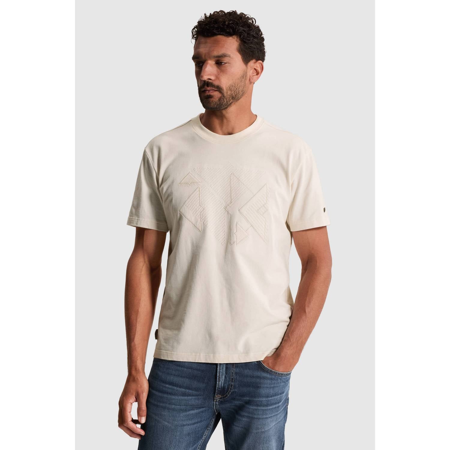 Cast Iron regular fit T-shirt met print ecru