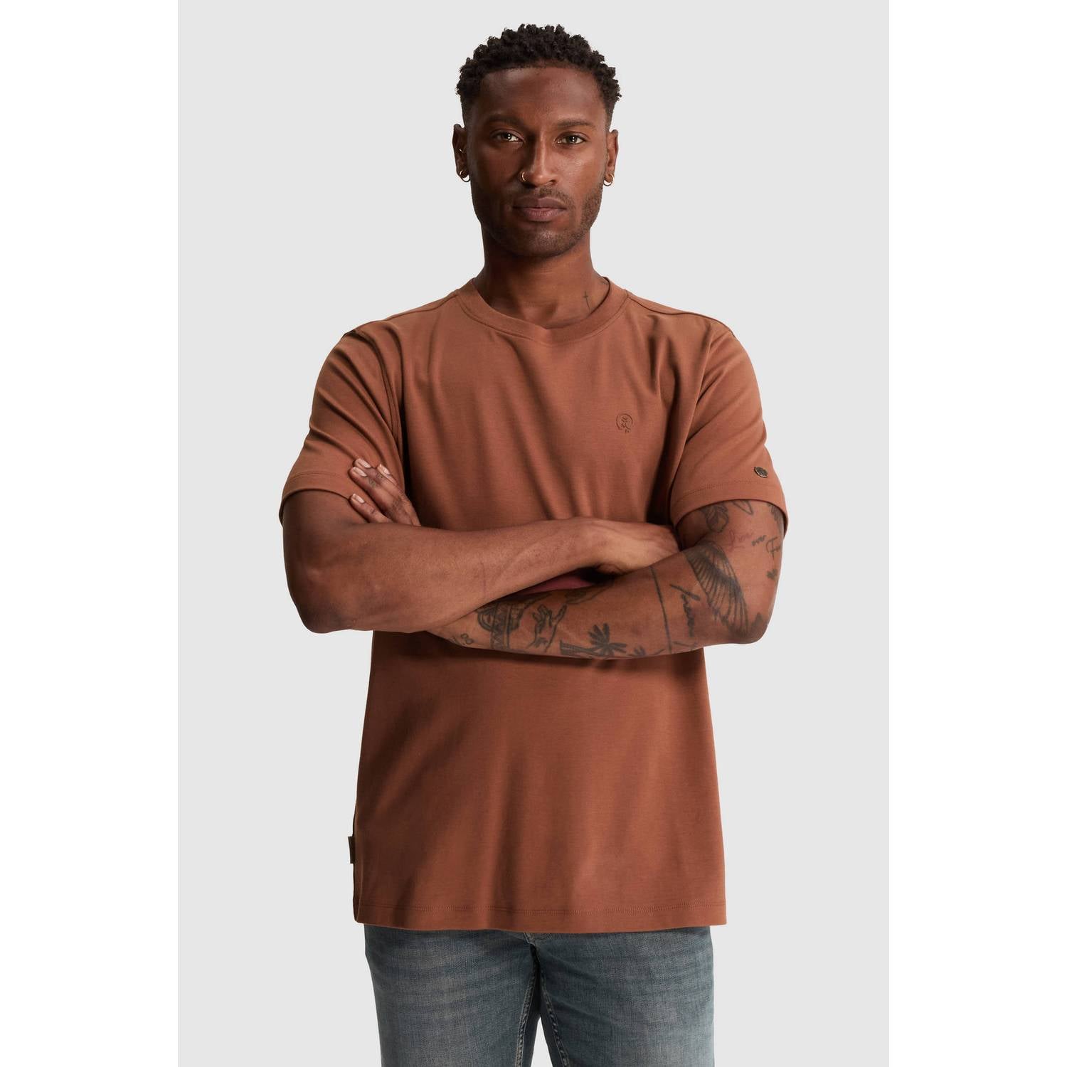 Cast Iron regular fit T-shirt roodbruin