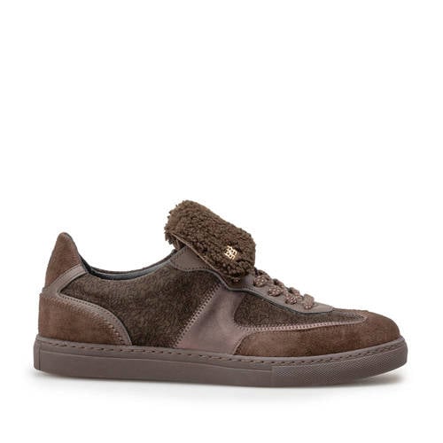 Floris van Bommel Minni suède sneaker donkerbruin