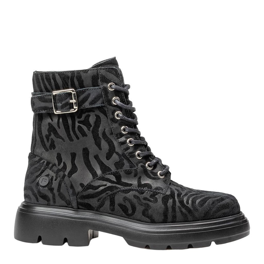 Floris van Bommel Bayli suède veterboots zwart